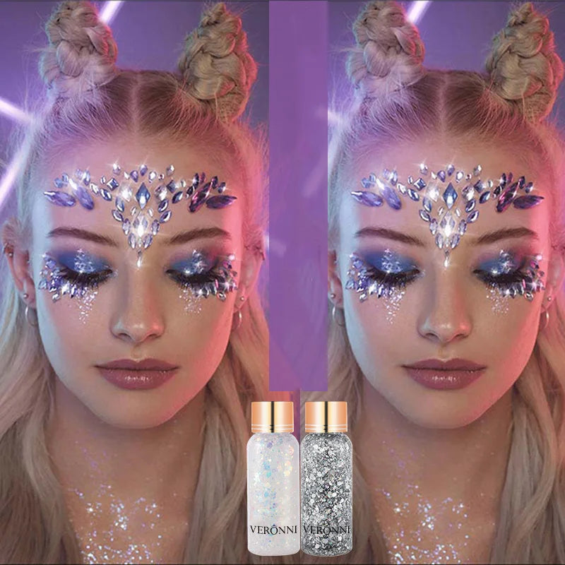 Mermaid Sequin Body Glitter Gel - Long-Lasting Shine for Carnival,Parties, Festival and Stage Performance-Great for Girls Makeup Quake