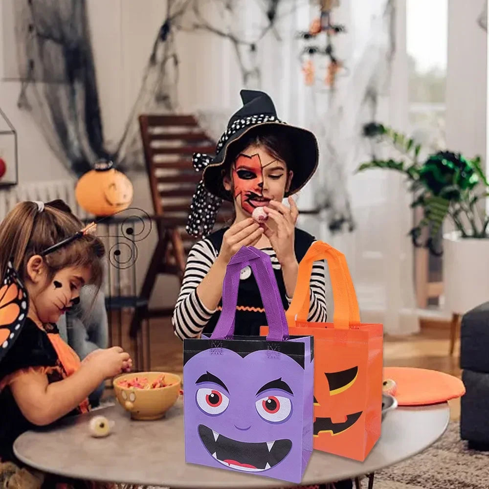 10/1PCS Halloween Non-Woven Gift Bags Pumpkin Ghost Bat Mummy Cat Pattern Candy Snacks Bag Halloween Party Home Decor Supplies Quake