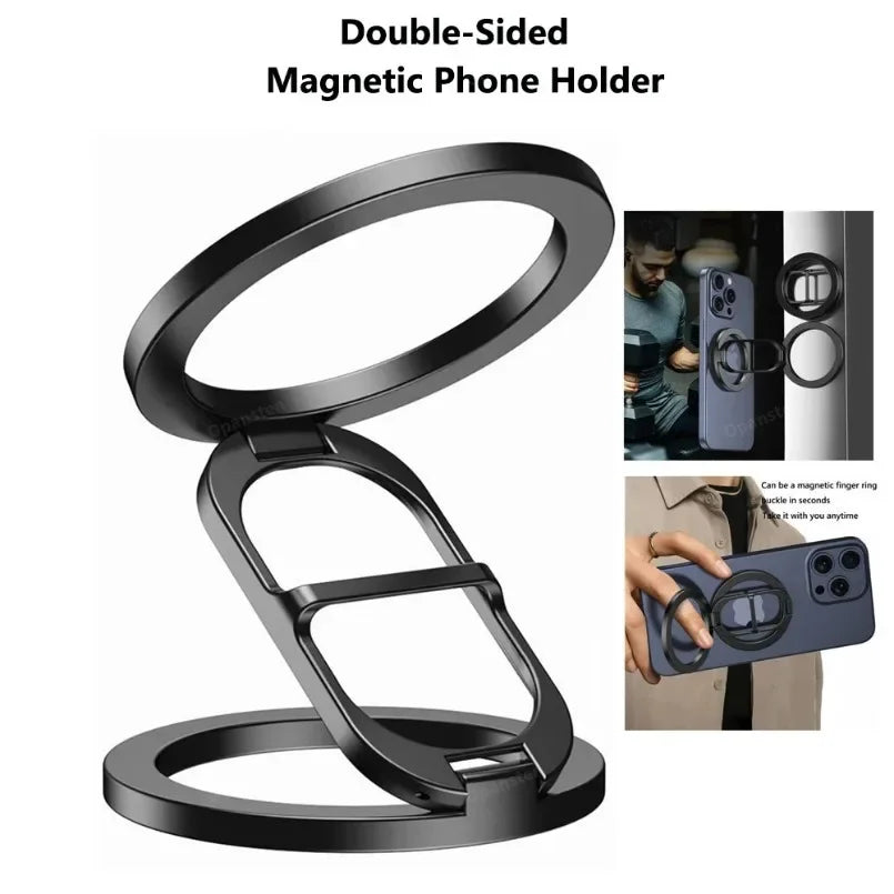 Foldable Double Sided Magnetic Phone Holder for Magsafe Gym Treadmill Universal Folding Car Holder Magnetic Smartphone Stand Quake