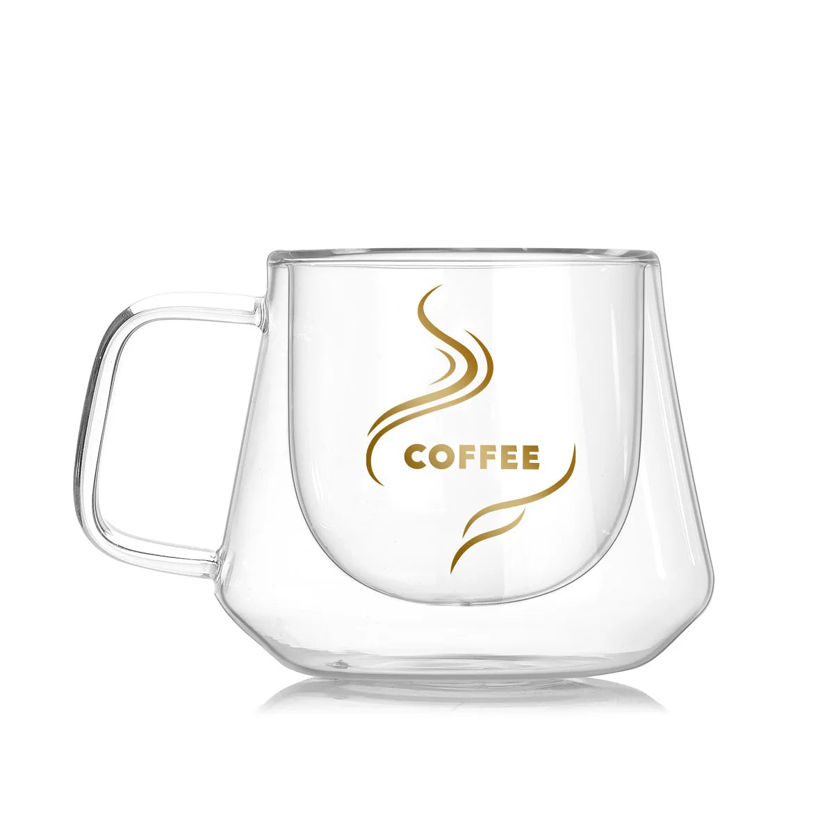 YWDL 180ml Double-Walled Heat-Resistant High Borosilicate Glass Coffee Cup Insulated Mug for Hot And Cold Beverages Tea Cup Quake B WITH pattern 180ml