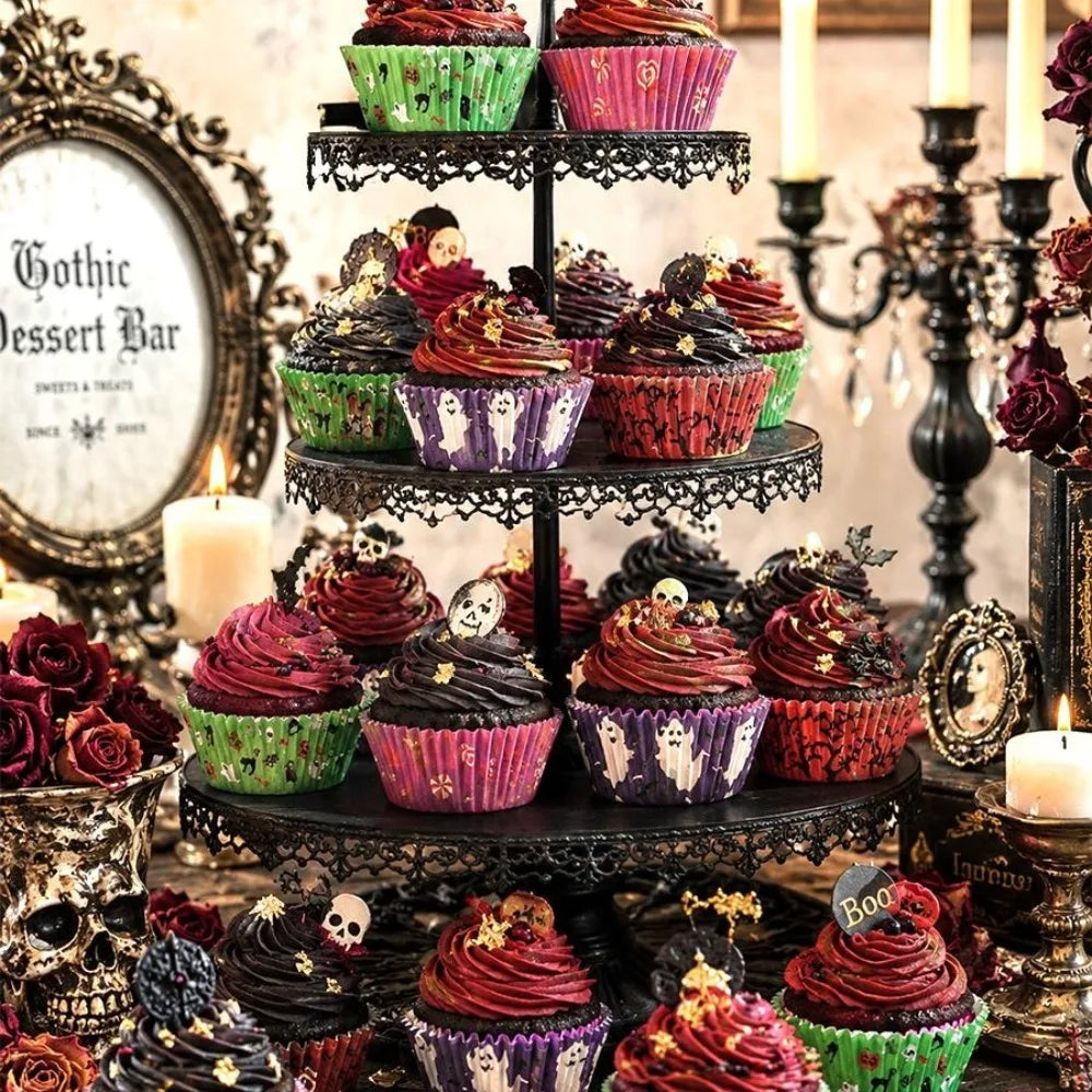 100PCS Halloween Cupcake Wrappers Toppers Pumpkin Ghost Cupcake Wrap Liners Halloween Party Dessert Cake Decoration Baking Cup Quake