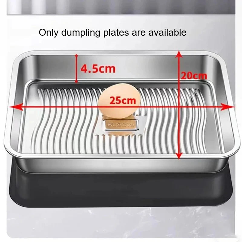 1pc/3pc Stainless Steel with Cover Dumplings Tray Fresh-keeping Dish Rectangular Picnic Barbecue Multi-functional Storage Tray Quake 1pcs 25cm x 20cm x 4.5cm