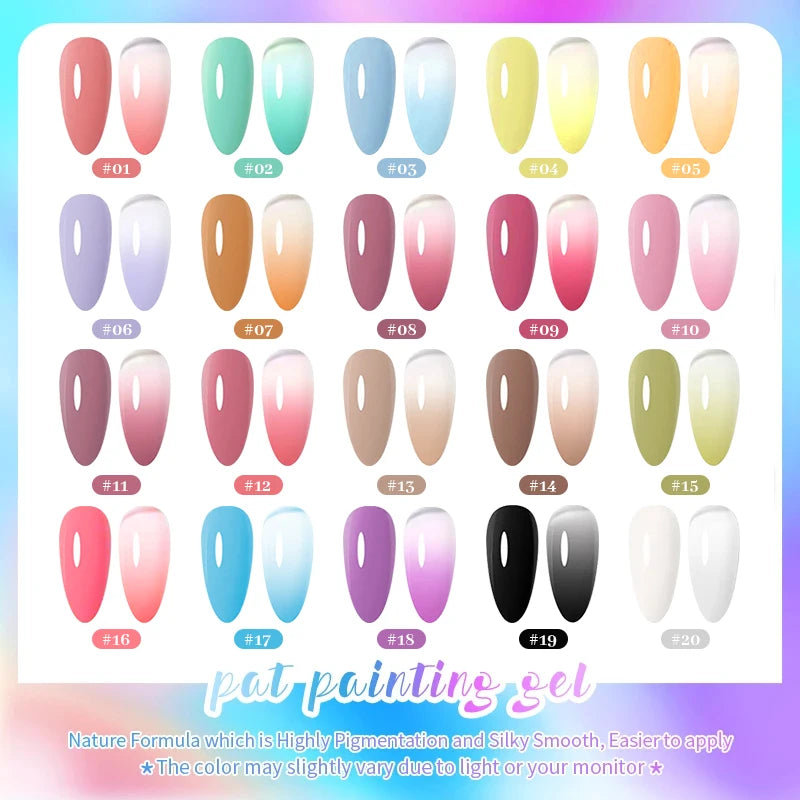 20 Colors Pat Painting Gel,Gel Nail Polish,Soak Off UV LED Gel Polish,Gel Paint For Nail Art Drawing Gel Nail For Art Design Quake