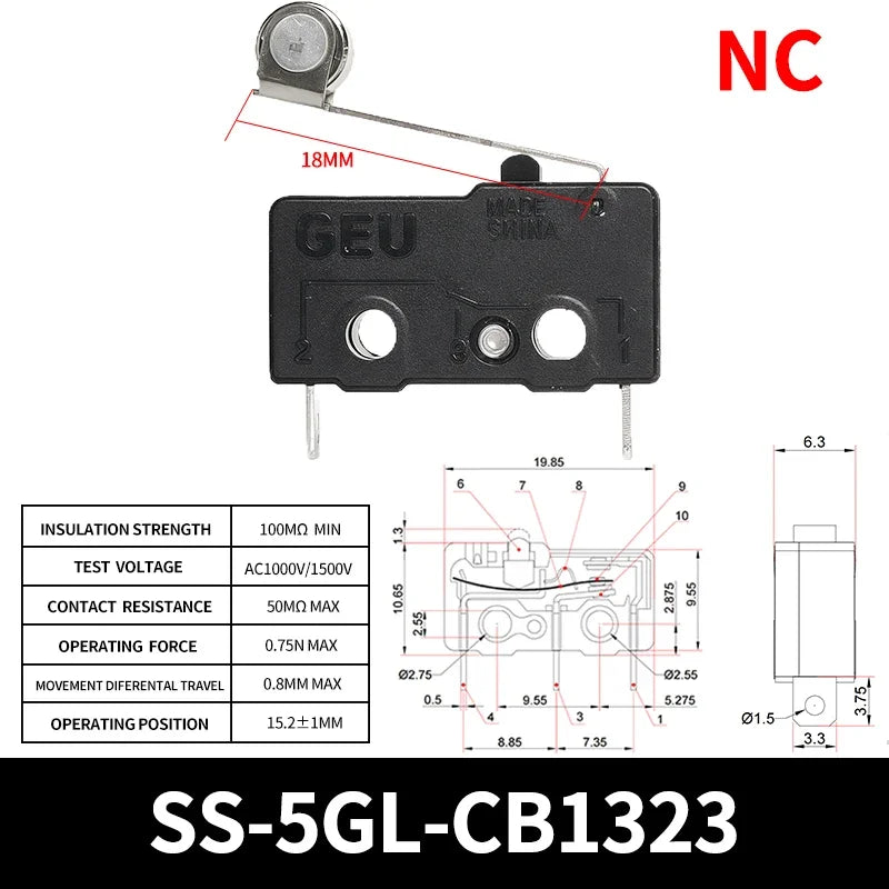 10/50/100PCS Micro Limit Switch with SPDT Snap Action Tact Switch on off Safe, Eco-Friendly for Home Appliance On/Off Control Quake SS-5GL-CB1323 100PCS