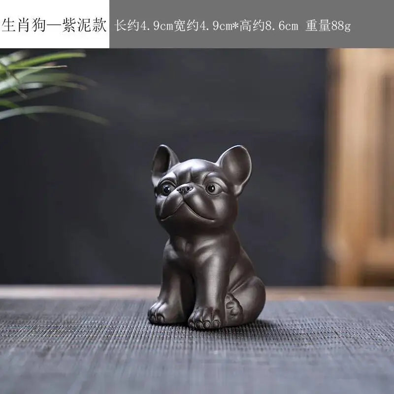 Zisha Twelve Zodiac Creative Tea Pet Ornaments Nurturable Tea Play Tea Accessories Cute Zodiac Small Ornaments Quake Purple Clay x Dog