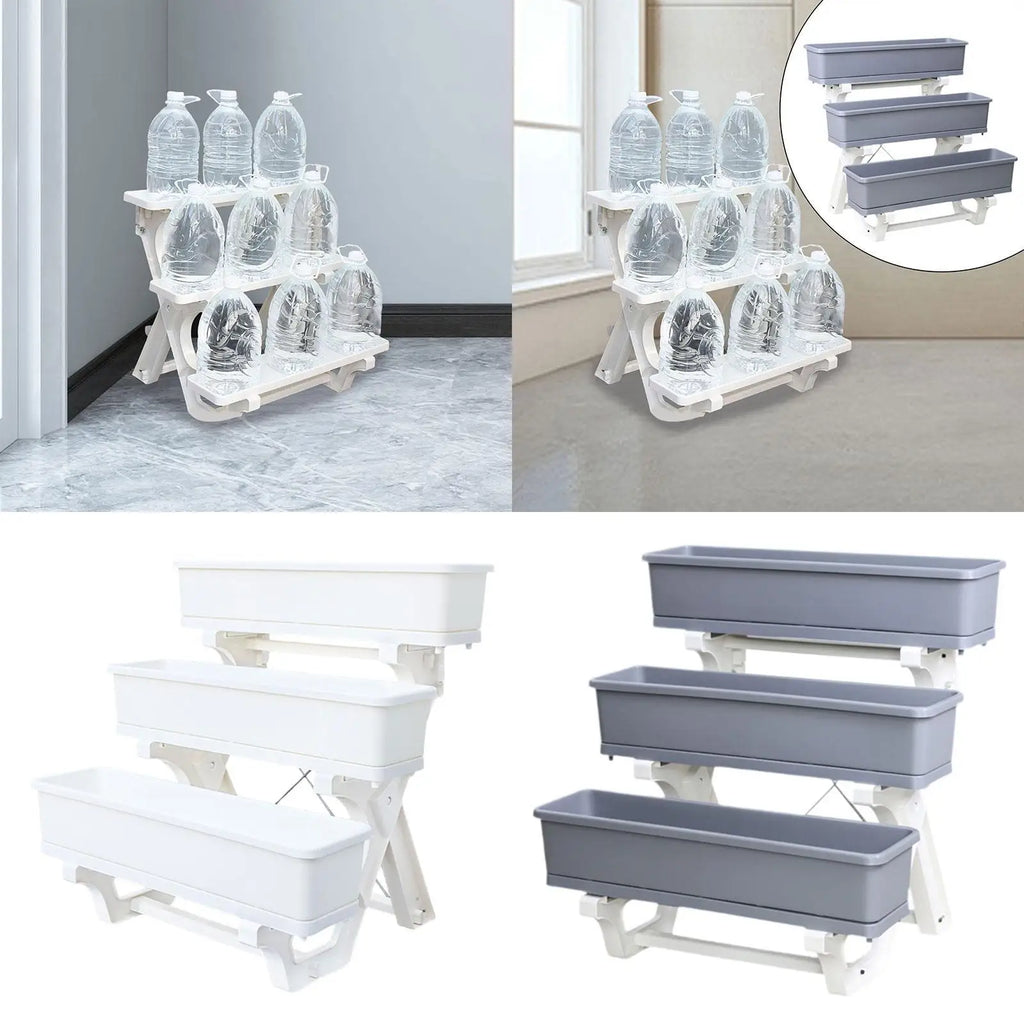 Flower Plant Display Stand 3 Tier Shelf Elevated Planter Freestanding Garden Bed for Deck Indoor Outdoor Lawn Balcony Growing Quake