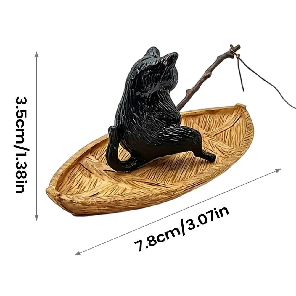 Cute Kitten Fishing Ornament Fish Tank Aquarium Decor for Garden Pond Home Office Landscaping Outdoor Aquatic River Quake A