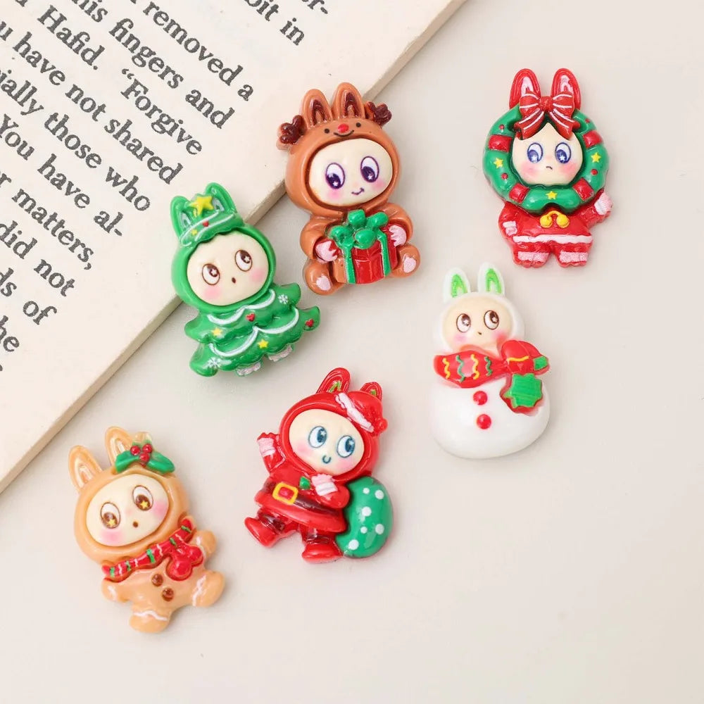 Christmas Resin Doll Cartoon Resin Charms DIY Necklace Bracelet Earrings Keychain Pendant Accessories Festive Gift Decoration Quake