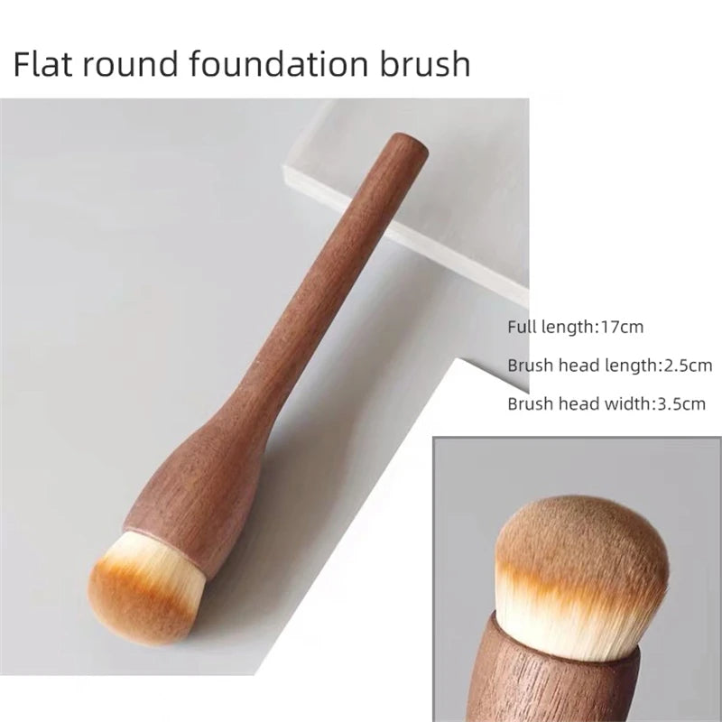1Pcs European Vintage Wood Handle Makeup Brush High Quality Walnut Loose Powder Blush Foundation Contour Brush Super Soft Quake Foundation Brush