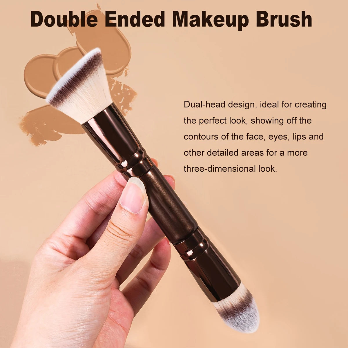 3 PCS Double-Ended Makeup Brushes with Soft Bristles Quake