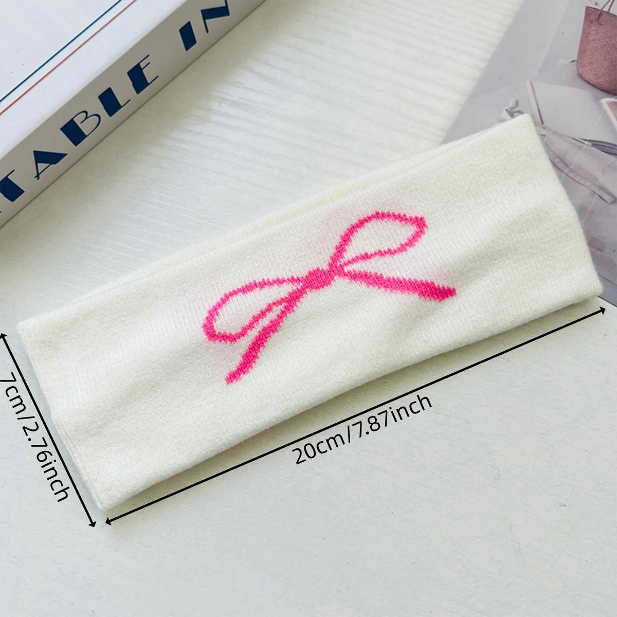 Street Style Personalized Star and Moon Headband Knitted Breathable Butterfly Embroidery Head Scarf for Running Yoga and Sports Quake bow white
