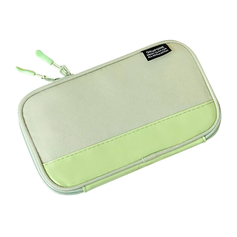 New Oxford Pen Bag Ultra-thin Portable Stationery Pouch Multi-functional Stationery Organizer Students Gift Quake Light Green