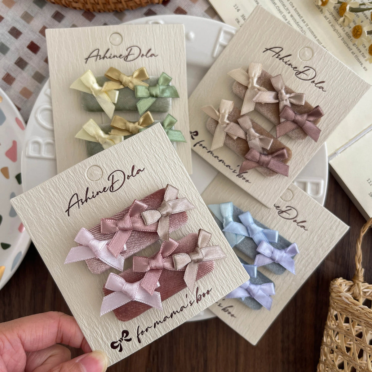 Bow Bb Clip Sweet Girl Hairpin New Velvet Square Forehead Broken Bangs Clip Children's Hair Accessories Quake