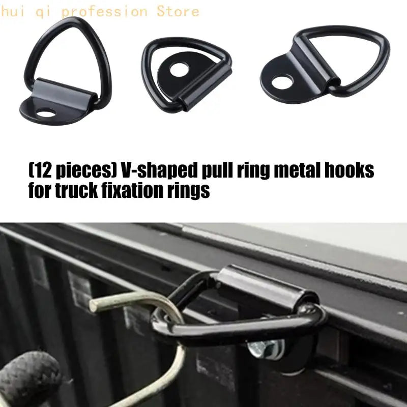 Cargo Securing V Tie Down Hardware 12 Pack Steel Lashing Parts with Bolt On Mounting Plate for Trailer Truck Load and Boat Tie Quake