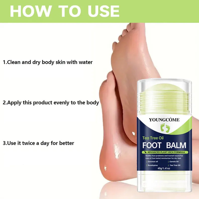 40g TEA TREE OIL FOOT BALM,Contains tea tree extract, hand and foot moisturizer for all skin types,protects dry feet,easy to use Quake