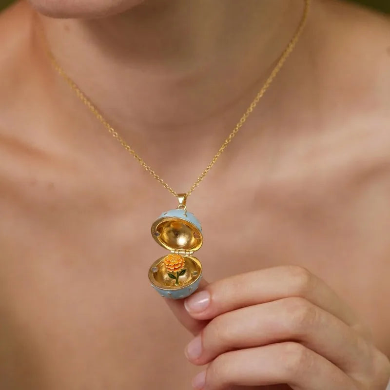 Openable Easter Egg Necklace Exquisite Floral Russian Style Mini Egg Pendant Delicate Fashion Jewelry For Daily Wear Quake