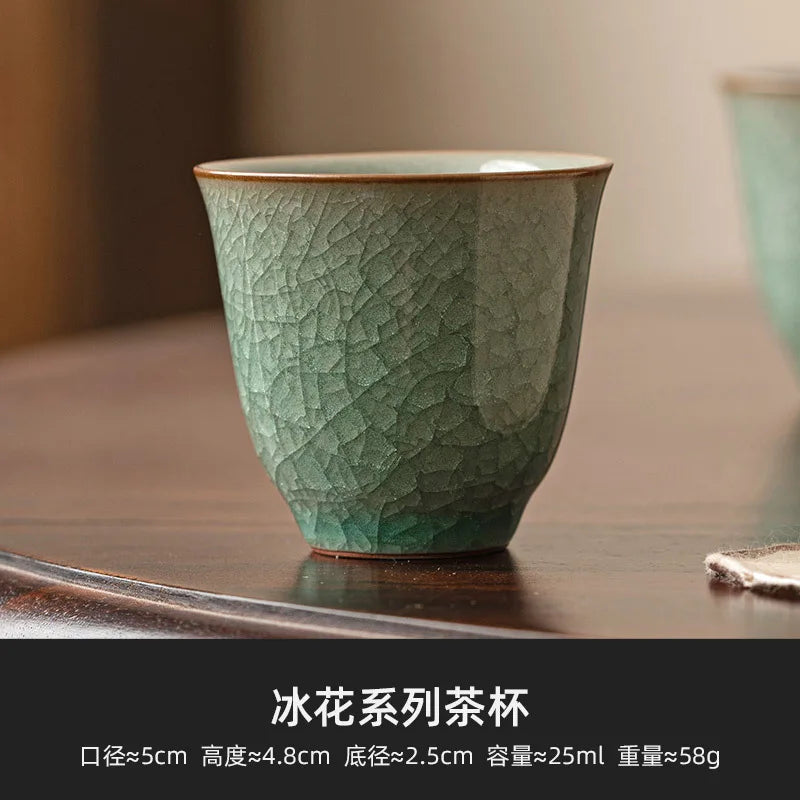 Ru kiln ice flower tea cup master cup single cup open piece ceramic kung fu tea set tea cup home hospitality cup Quake 1pcs 25ml