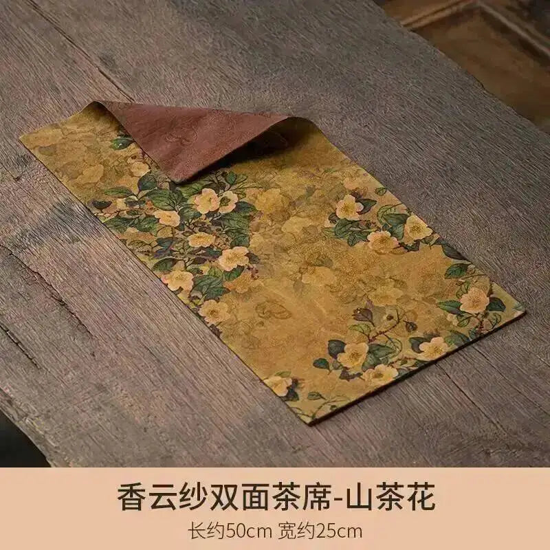 Gauze Double-sided Dry Tea Mat Teapot Mat Chinese Zen Table Flag Tablecloth Tea Mat Tea Ceremony Quake Tea Mat Camellia