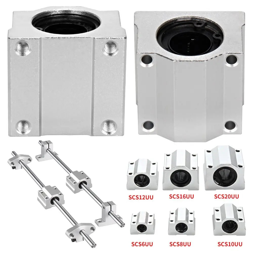 SCS8UU SCS10UU SCS12UU Linear Ball Bearing CNC Router Aluminium Slide Bushing Block SCS16UU SCS20UU Lightweight Guild Rail Shaft Quake