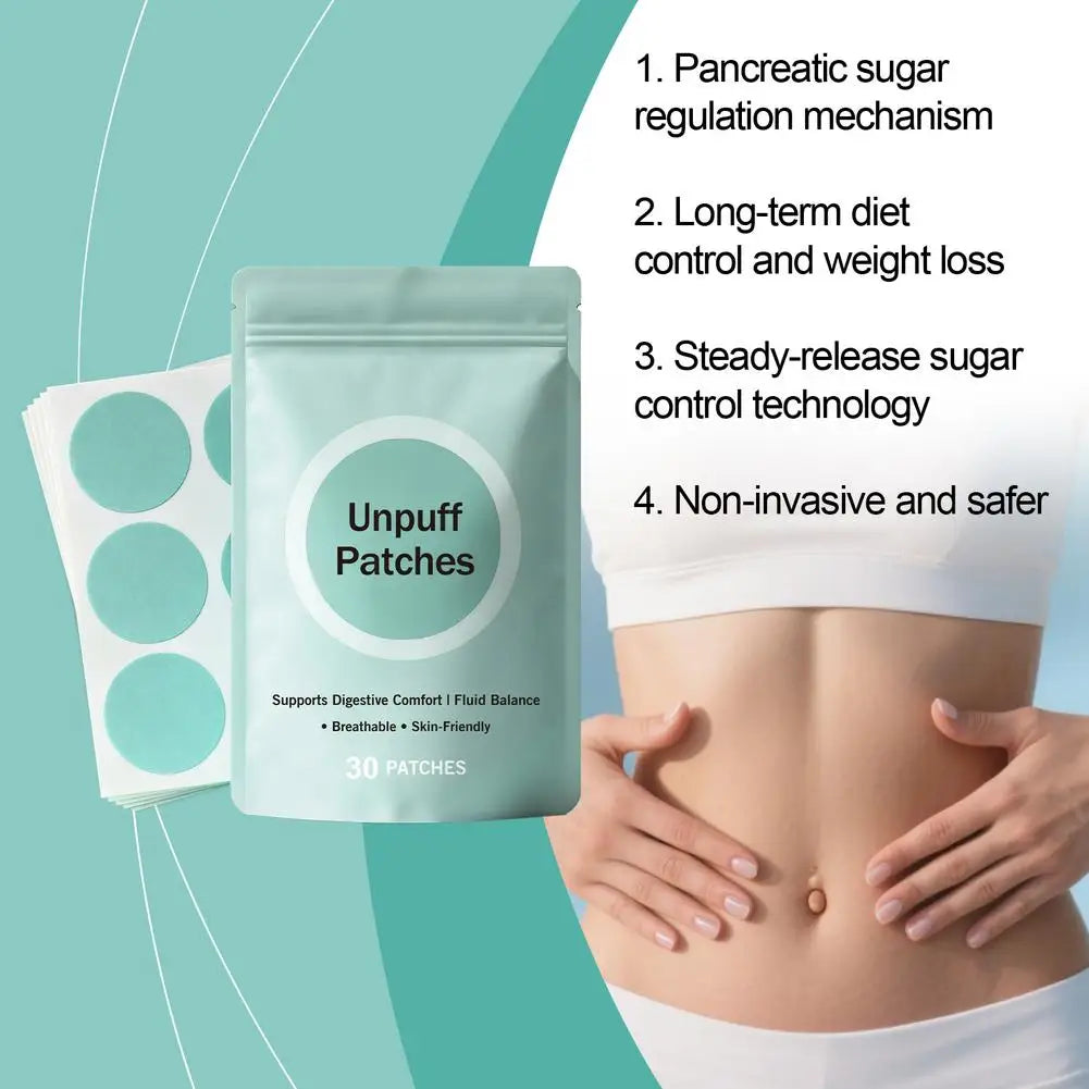 30 PATCHES Unpuff Patches Supports Digestive Comfort IFluid Balance Regulating Insulin Secretion Suppressing Appetit Breathable Quake