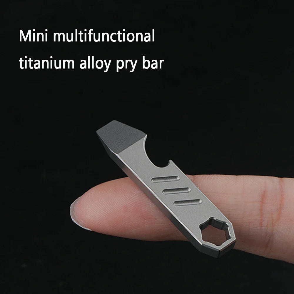 Mini TC4 Titanium Alloy Crowbar Bottle Opener Graduated Scale Hexagon Wrench EDC Outdoor Tools Multifunction Camping Gear Quake