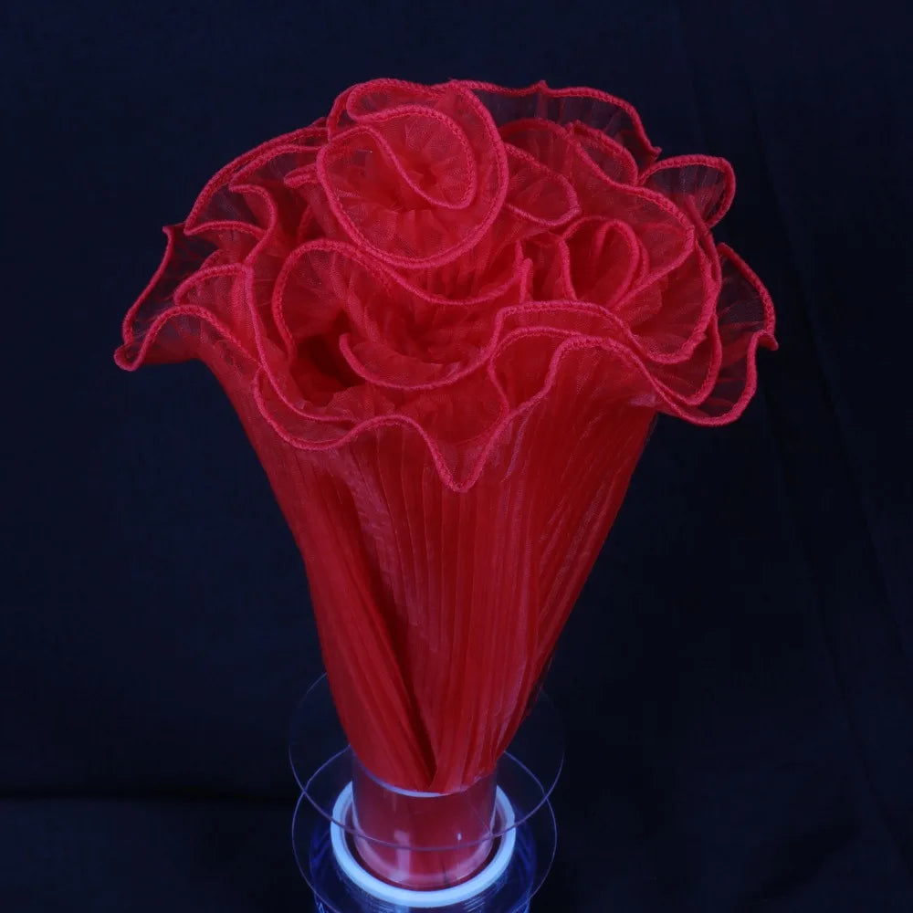 28cmx4Yards Flower Bouquet Wrapping Lace Mesh Material Pearl Wave Yarn Florist Packaging Pearl Edges Flower Wrapping Paper Quake Red Plain one size