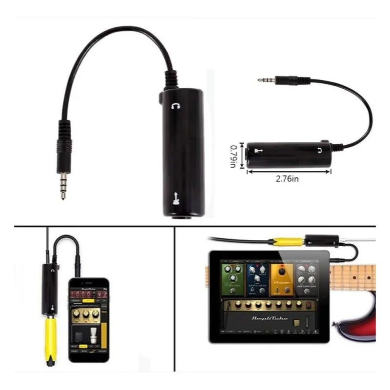 2PCS Guitar Interface I-Rig Converter Replacement Guitar for Phone Guitar Audio Interface Guitar Tuner Guitar Line Converter Quake