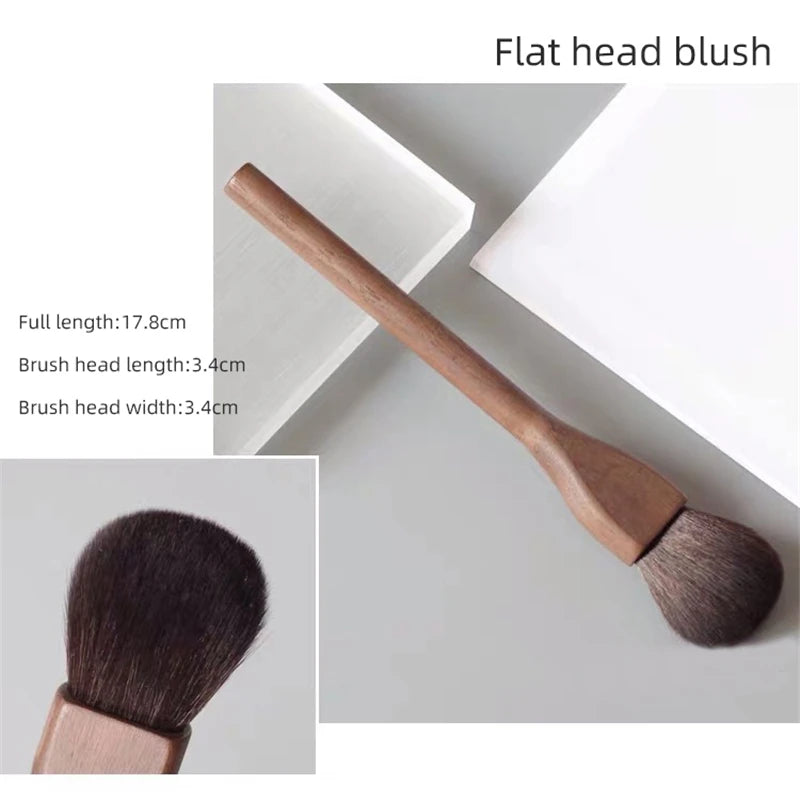 1Pcs European Vintage Wood Handle Makeup Brush High Quality Walnut Loose Powder Blush Foundation Contour Brush Super Soft Quake Blush brush