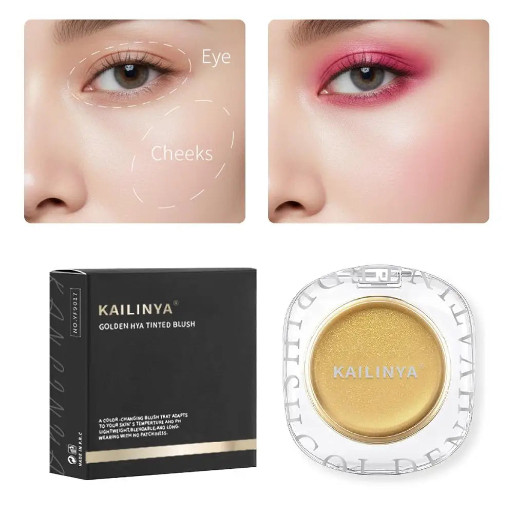 Golden Color Changing Blush, 3-in-1 Tinted Hydrating Blusher Cream For Cheeks Eyes And Lips Makeup,Lasting Moisturizing Rouge Quake