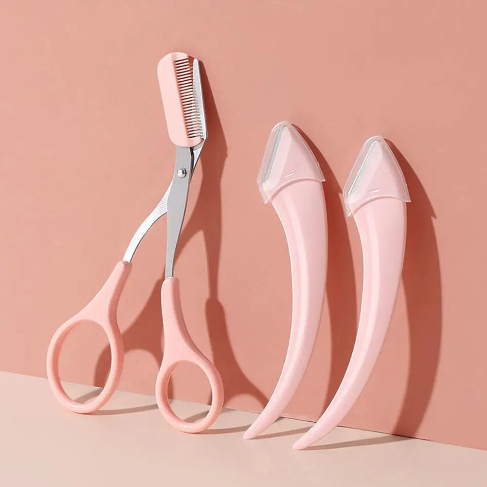 Crescent Moon Eyebrow Trimmer Set, Stainless Steel Curved Eyebrow Razor Eyebrow Scissors With Comb Quake