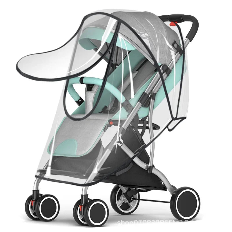 vvocci Universal Stroller Rain Cover Baby Car Weather Wind SunShield Transparent Breathable TrolleyUmbrella Raincoat Accessories Quake Zipper EVA raincover