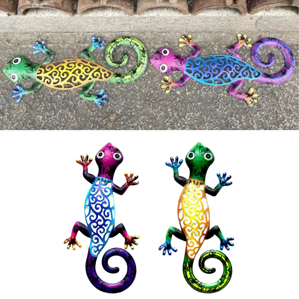Metal Gecko Wall Decor Art ing Ornaments Backyard Porch Lawn Fence Decor Quake