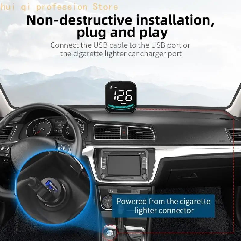 High Definition HUD Car Head Up Display Overspeed Alarm Speedometer GPS HUD Digital Gauges Auto Fatigue Driving Remi H8WE Quake