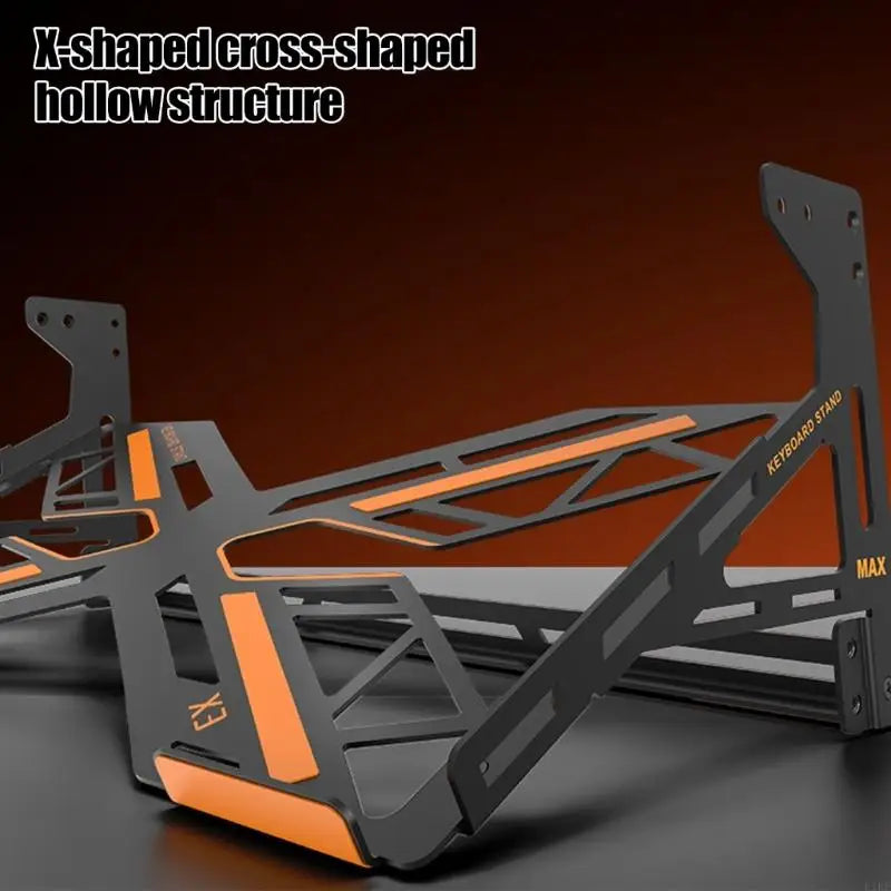 Metal Keyboard Display Stand with Angled Shelf Design and Protective Contact Guards for Collection Display on Desks K1KF Quake