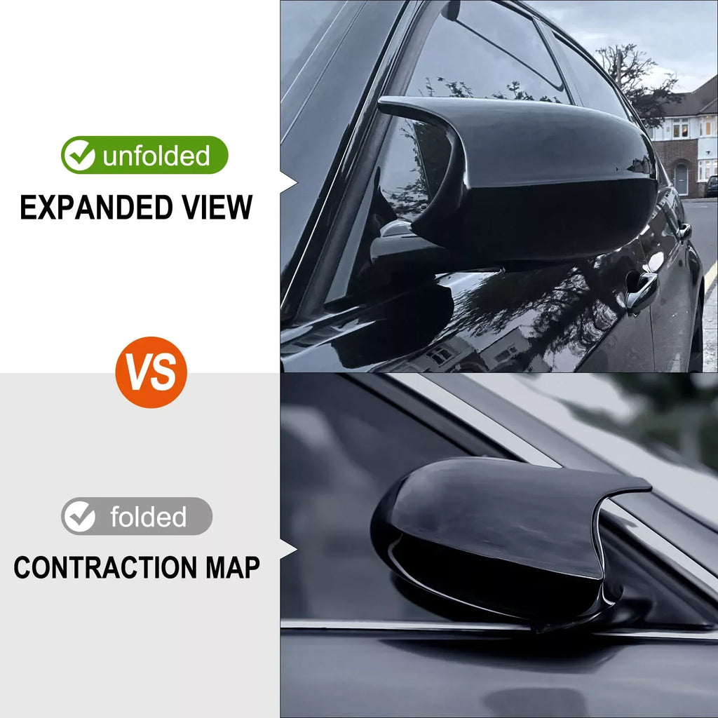 Gloss Black M Look Side Door Mirror Cover Caps Replacement For BMW E90 E91 E92 E93 E81 E82 328i 335i Pair Quake
