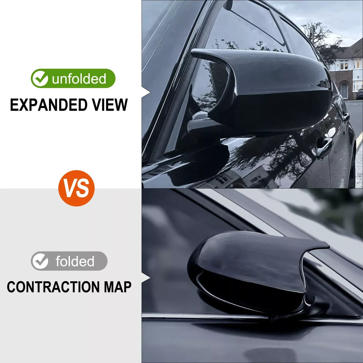 Gloss Black M Look Side Door Mirror Cover Caps Replacement For BMW E90 E91 E92 E93 E81 E82 328i 335i Pair Quake