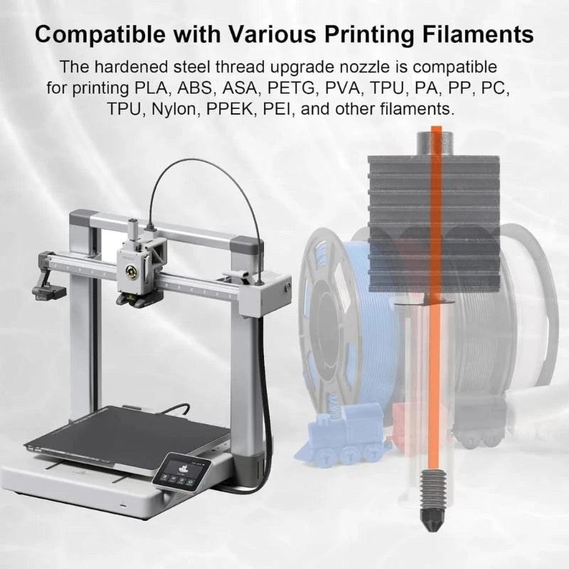 Hardened Steel Nozzle Set with Chamfered Plan Reduces Clogs Heat Resistant for 3D Printers K1KF Quake