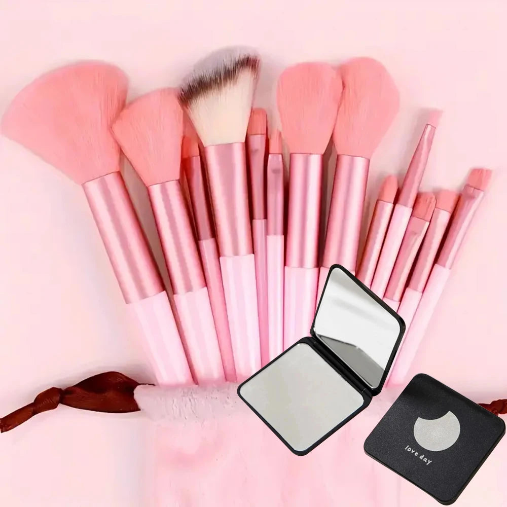 13/33pcs Professional Makeup Brush Set with Accessories for Combination Skin- Featuring Soft Brushes，Suitable for Beginners Quake 13pcs pink