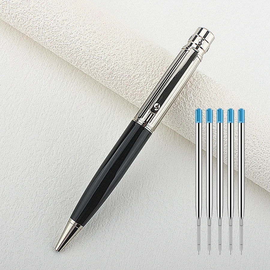 Elegant Vintage Rotating Metal Pen Smooth Blue Ink Writing High End Office Business Design with Pen Holder Quake 3010-9