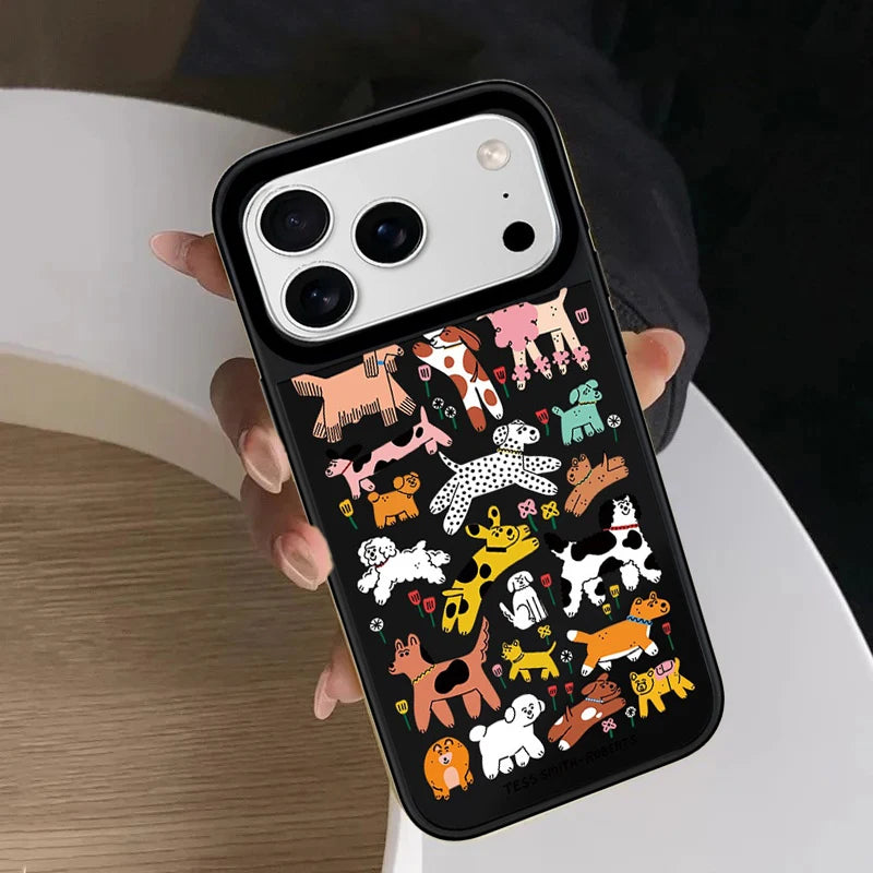 6090493 Mirror Surface Magnetic Phone Case Cover for IPhone 13 14 15 16 17 18 Pro Max Case Cartoon Quake