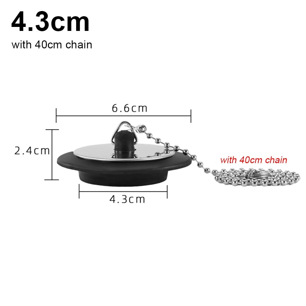 1Pcs Durable Rubber Tub Stopper Universal Silicone Bath Tub Drain With Hanging Ring With Chain Bathtub Plug Bathtub Accessories Quake 4.3cm