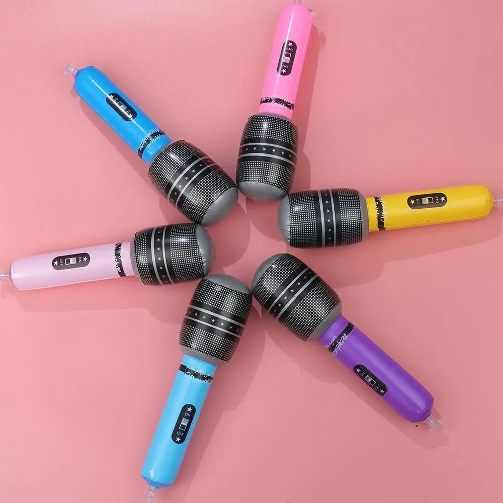 12Pcs Gifts Role Play Stage Birthday Decoration Blow Up Inflated Inflatable Microphones Photo Props Quake