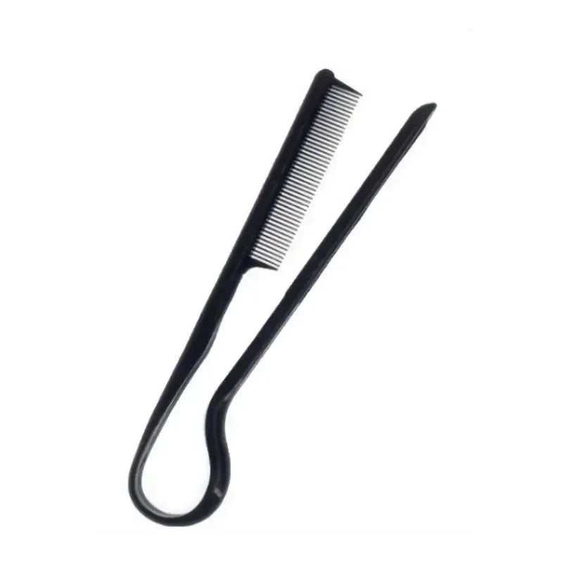 New V Shaped Hairdressing Comb Messy Hair Straightening Splint Comb Hair Styling Tool Special Portable for Hair Wigs Quake Black