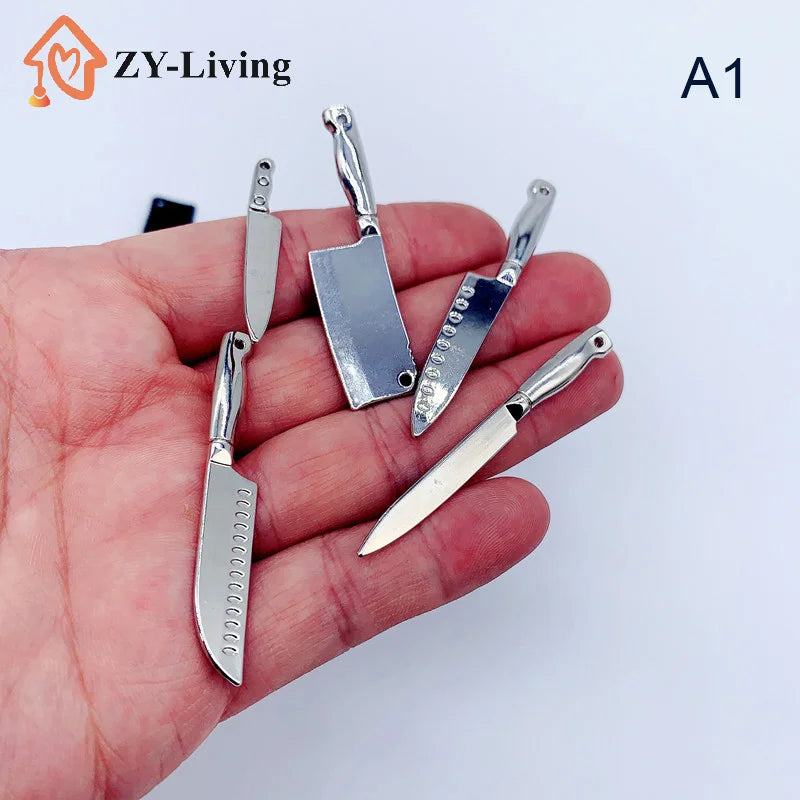 1 Set Doll House Mini Kitchen Knife Cooking Utensils Model for Dollhouse Kitchen Furniture Decoration Accessories Toy Quake