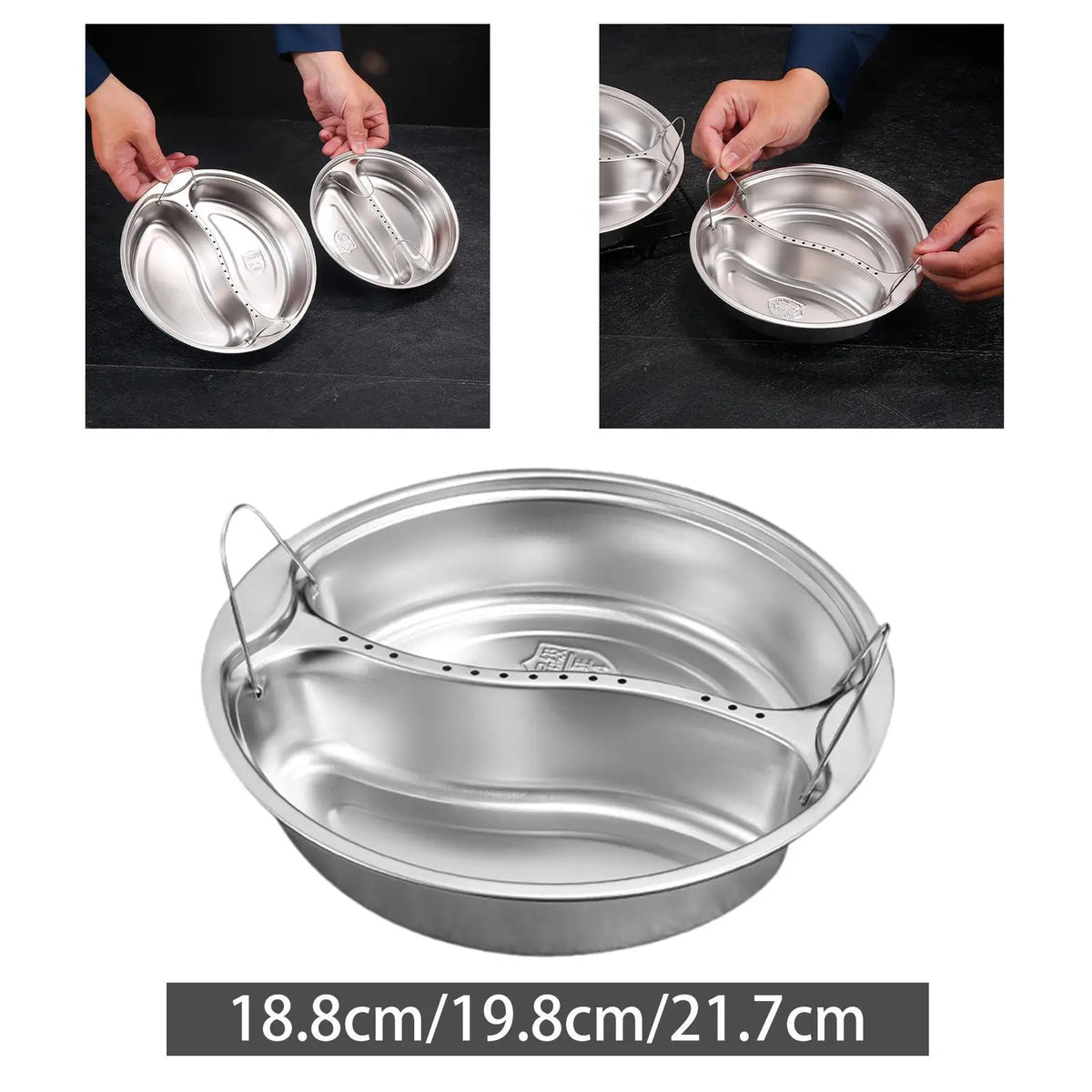 Stainless Steel Steamer Basket Steamer Pan Lightweight Healthier Food Quake 18.8x4cm