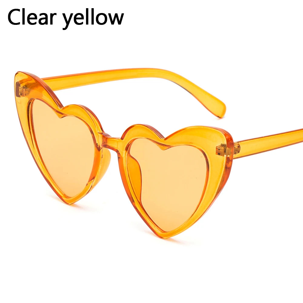 Fashion Heart-Shaped Sunglasses for Women Summer UV400 Sun Glasses Brand Design Love Heart Shades Trendy Street Snap Eyewear Quake Clear yellow