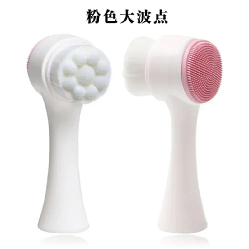 Silicone Double-Sided Face Cleansing Brush Facial Cleanser Blackhead Removal Product Pore Cleaner Exfoliator Face Scrub Brush Quake