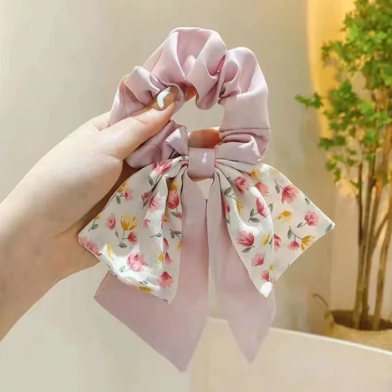 Broken Flower Bow Large Intestine Headband Womens Summer Headband Hair Rope Quake