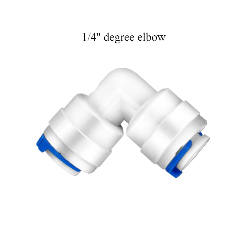 Water Tubing to Connect Quick Connect Fitting Hose Pipe RO Water Reverse Osmosis System Water Tube Fitting 1/4" 3/8" Tube OD Quake 1 I 4 degree elbow