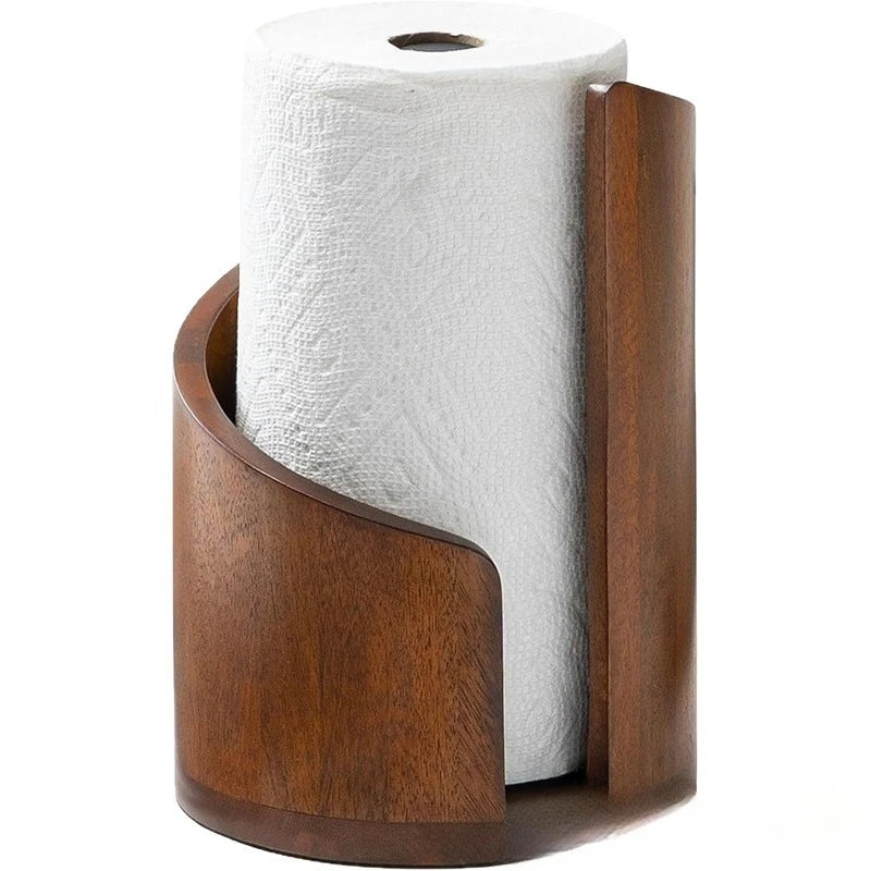 Wooden Paper Towel Holder Countertop Kitchen Roll Paper Storage Stand Desktop Tissue Organizer for Home Dining Room Decor Quake